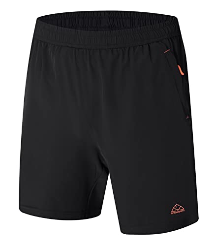 YSENTO Herren Sport Shorts Kurze Sporthose Trainingsshorts Schnell Trocknend Laufshorts mit Reißverschlusstasch(schwarz,3XL) von YSENTO