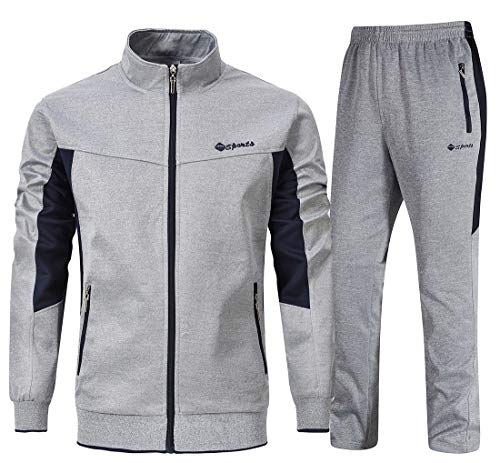 YSENTO Herren Trainingsanzüge Outfits Set 2 Stück Jogginganzüge Warm Up Sweatsuits Track Suits Sets, 1-grau, Small von YSENTO