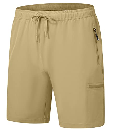 YSENTO Herren Wanderhose Kurz Sommer Outdoorhose Trekkinghose Schnelltrocknend Leichte Kurz Hose Stretch Cargo Bermuda Shorts mit Multi Taschen(Khaki,2XL) von YSENTO