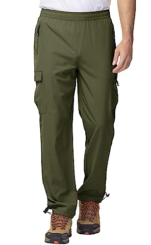 YSENTO Herren Wanderhose Outdoorhose Trekkinghose Sommer Leichte Atmungsaktiv Schnell Trockend Funktionshose Wasserdicht(Armeegrün,S) von YSENTO