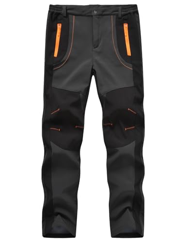 YSENTO Herren Wanderhose Outdoorhose Wasserdicht Softshellhose Winddicht Warm Gefüttert Skihose Snowboardhose Winter Trekkinghose(Dunkelgrau,3XL) von YSENTO