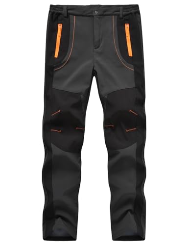 YSENTO Herren Wanderhose Outdoorhose Wasserdicht Softshellhose Winddicht Warm Gefüttert Skihose Snowboardhose Winter Trekkinghose(Dunkelgrau,S) von YSENTO