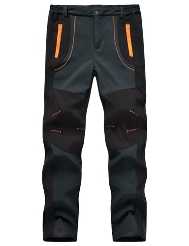 YSENTO Herren Wanderhose Outdoorhose Wasserdicht Softshellhose Winddicht Warm Gefüttert Skihose Snowboardhose Winter Trekkinghose(Grau,2XL) von YSENTO