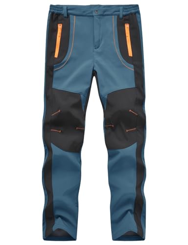 YSENTO Herren Wanderhose Outdoorhose Wasserdicht Softshellhose Winddicht Warm Gefüttert Skihose Snowboardhose Winter Trekkinghose(Graublau,3XL) von YSENTO