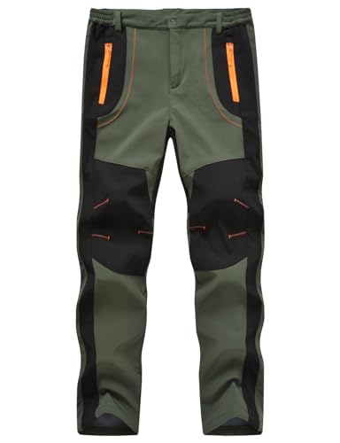 YSENTO Herren Wanderhose Outdoorhose Wasserdicht Softshellhose Winddicht Warm Gefüttert Skihose Snowboardhose Winter Trekkinghose(Grün,2XL) von YSENTO