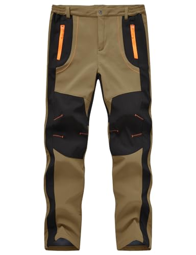 YSENTO Herren Wanderhose Outdoorhose Wasserdicht Softshellhose Winddicht Warm Gefüttert Skihose Snowboardhose Winter Trekkinghose(Khaki,2XL) von YSENTO