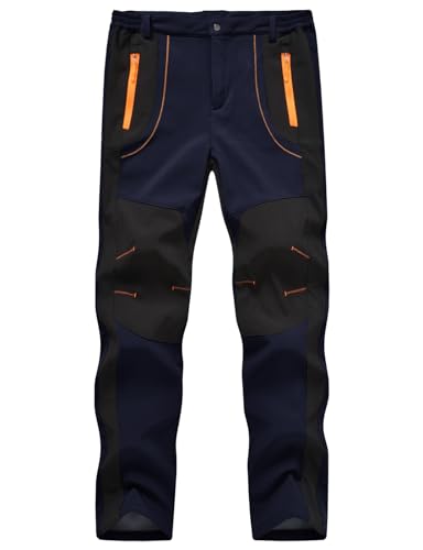 YSENTO Herren Wanderhose Outdoorhose Wasserdicht Softshellhose Winddicht Warm Gefüttert Skihose Snowboardhose Winter Trekkinghose(Marine,2XL) von YSENTO