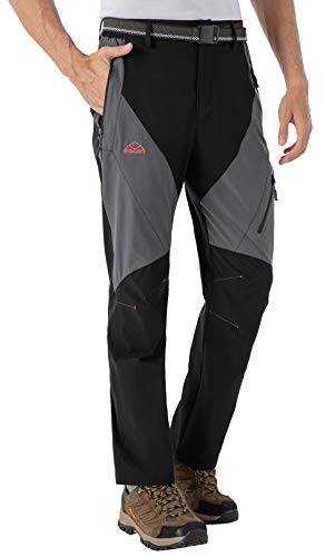 YSENTO Herren Wanderhose Wasserdicht Outdoorhose Schnelltrocknend Trekkinghose Leicht Camping Funktionshose mit Reißverschlusstaschen(Schwarz,32) von YSENTO