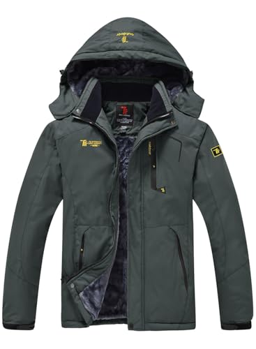 YSENTO Herren Wasserdicht Skijacke Atmungsaktiv Fleece-Futter Winterjacke Warm Funktionsjacke Outdoor Wanderjacke(Grau,M) von YSENTO
