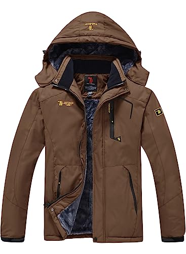YSENTO Herren Wasserdicht Skijacke Atmungsaktiv Fleece-Futter Winterjacke Warm Funktionsjacke Outdoor Wanderjacke(Kaffee,2XL) von YSENTO