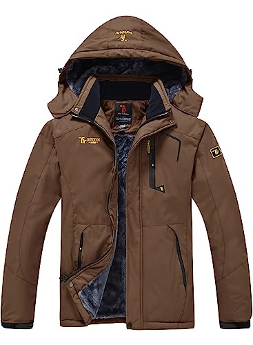 YSENTO Herren Wasserdicht Skijacke Atmungsaktiv Fleece-Futter Winterjacke Warm Funktionsjacke Outdoor Wanderjacke(Kaffee,M) von YSENTO