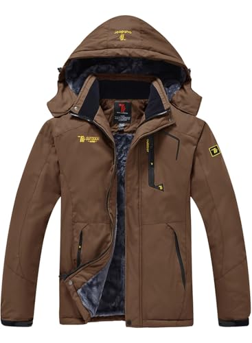 YSENTO Herren Wasserdicht Skijacke Atmungsaktiv Fleece-Futter Winterjacke Warm Funktionsjacke Outdoor Wanderjacke(Kaffee,M) von YSENTO