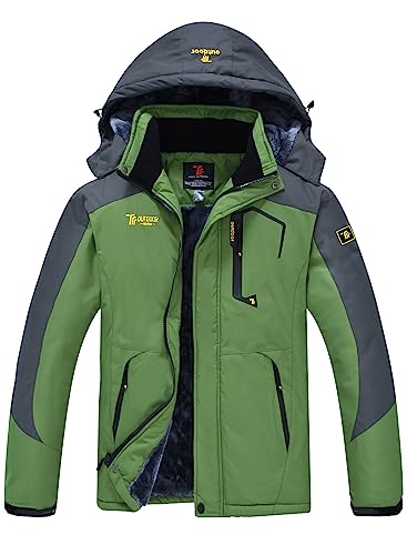 YSENTO Herren Winter Fleecejacke Warm Softshelljacke Wasserdicht Outdoor Skijacke verdickt Snowboardjacke(Grün,L) von YSENTO