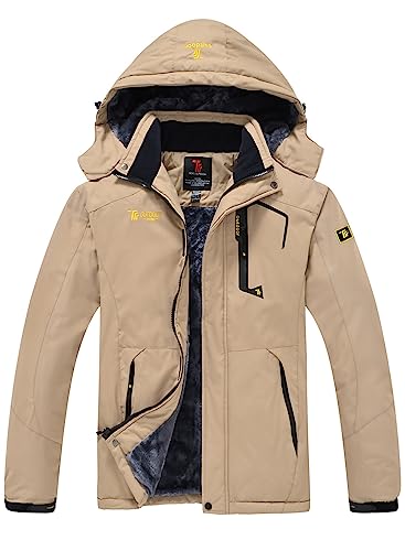 YSENTO Herren Winter Fleecejacke Warm Softshelljacke Wasserdicht Outdoor Skijacke verdickt Snowboardjacke(Khaki,XL) von YSENTO