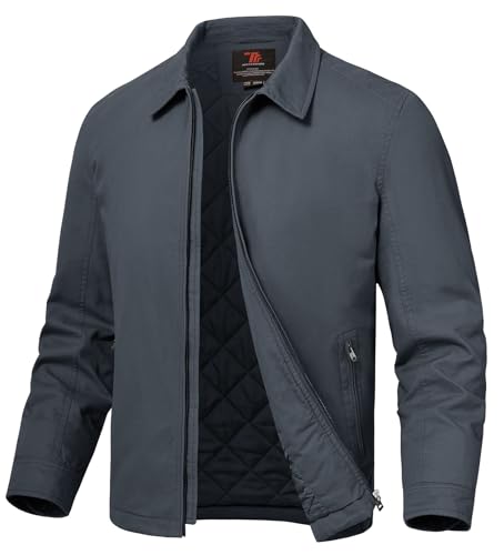 YSENTO Herren Winterjacke Steppjacke Übergangsjacke Fliegerjacke Baumwolle Blouson Cargo Arbeitsjacke Windbreaker Oberbekleidung Mantel(Grau,M) von YSENTO