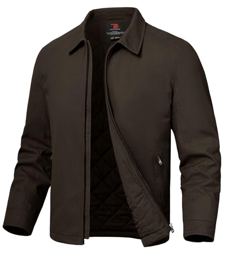 YSENTO Herren Winterjacke Steppjacke Übergangsjacke Fliegerjacke Baumwolle Blouson Cargo Arbeitsjacke Windbreaker Oberbekleidung Mantel(Kaffee,S) von YSENTO