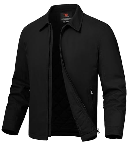 YSENTO Herren Winterjacke Steppjacke Übergangsjacke Fliegerjacke Baumwolle Blouson Cargo Arbeitsjacke Windbreaker Oberbekleidung Mantel(Schwarz,XXL) von YSENTO