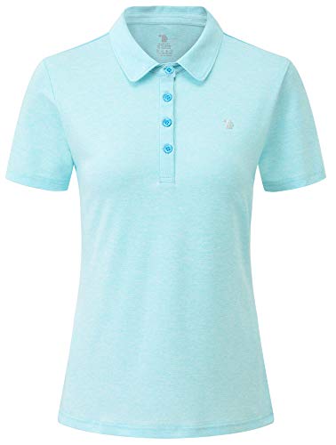 YSENTO Poloshirt für Damen Kurzarm T-Shirt Quick Dry Atmungsaktiv Leichte Sommer Golf T Shirts mit Polokragen(Himmelblau,2XL) von YSENTO