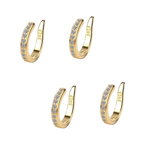 YSEWGFV Wiederverwendbare, nicht-chirurgische Ohrkorrektur-Clips – Komfortable, dezente Ohrringe mit Strasssteinen in Gold und Silber für abstehende Ohren (2pc-b,Medium) von YSEWGFV