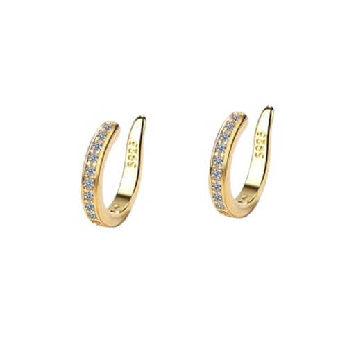 YSEWGFV Wiederverwendbare, nicht-chirurgische Ohrkorrektur-Clips – Komfortable, dezente Ohrringe mit Strasssteinen in Gold und Silber für abstehende Ohren (Gold,Medium) von YSEWGFV