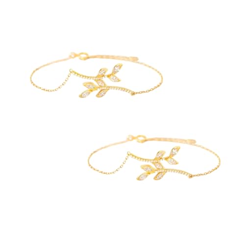 YSEWGFV Zierliches Armband mit parallelen Blättern, 925er Sterlingsilber, klassisches Tennisarmband, verstellbar (2pc-a,One Size) von YSEWGFV