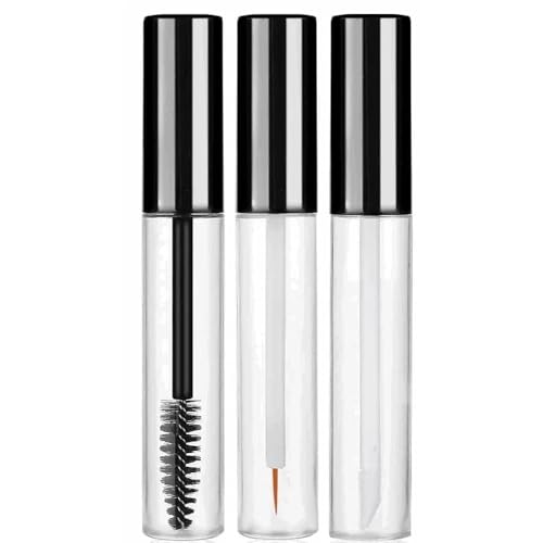 3 Stücke 5ml Leere Mascara Flasche mit Wimpern Zauberstab, Transparente Leere Lipgloss-Tuben, Nachfüllbare Eyeliner Container, für DIY Wimperncreme, Schwarz 3 Stücke 5ml Leere Mascara Flasche mit Wimpern Zauberstab, Transparente Leere Lipgloss-Tuben, Nachfüllbare Eyeliner Container, für DIY Wimperncreme, Schwarz von YSHODGU