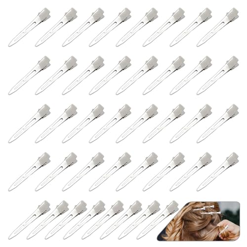 40 Stück Haarspangen Silber Metall Haarclips 5.5cm, Haarspangen Damen Haarclips Locken Fixieren Haarklammern Friseurbedarf für DIY & Haarstyling von YSHODGU