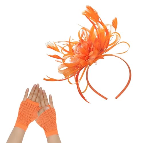 1 Stück Feder-Stirnband Und 1 Paar Netzhandschuhe, Hochzeitsaccessoires, Netz-Haar-Accessoires, Elegante Haar-Accessoires, Kleider-Accessoires, Geeignet Für Hochzeiten Und Partys von YSJCHEBS
