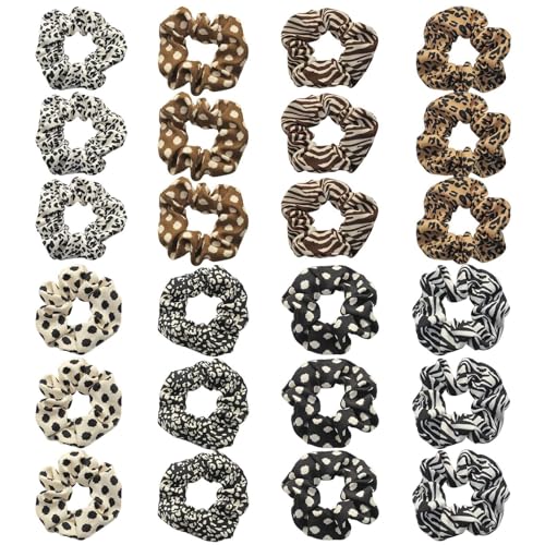 YSJCHEBS Damen-Haargummis, 24 Stck, Retro-Design, Elastisch, Grau, Schwarz, Wei, Braun, Haar-Accessoires von YSJCHEBS