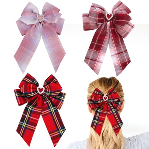 3 Stück Schleifen-Haarspangen, Karierte Haarspangen, Süße Haarspangen, Retro-Haarspangen, Elee Haarspangen, Mädchen-Haar-Accessoires von YSJCHEBS