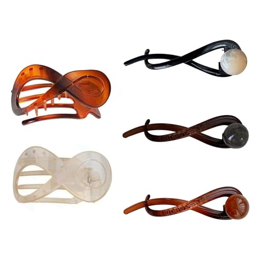 3 Stück Twist-Haarspangen Und 2 Stück 8-Förmige Haarspangen, Retro-Haarspangen, Modische Und Einfache Haarspangen, Damen-Haar-Accessoires, Haar-Styling-Werkzeuge von YSJCHEBS