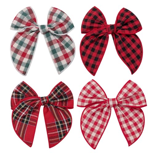 4 Stück Gestreifte Schleifen-Haarspangen, Große Schleifen-Haarspangen, Bunt Gestreifte Haarspangen, Retro-Damen-Haarspangen, Elee Schleifen-Haar-Accessoires von YSJCHEBS