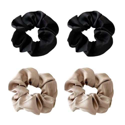 4 Stück Seiden-Haargummis, Damen-Haargummis, Elastische Haargummis, Haarfixierer, Retro-Haargummis, Gummi-Haargummis von YSJCHEBS
