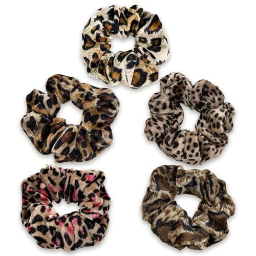 5 Stück Haargummis Mit Leopardenmuster, Retro-Haargummis, Elastische Haargummis, Damen-Haar-Accessoires, Haarfixierungs-Haargummis, Modische Haar-Accessoires von YSJCHEBS