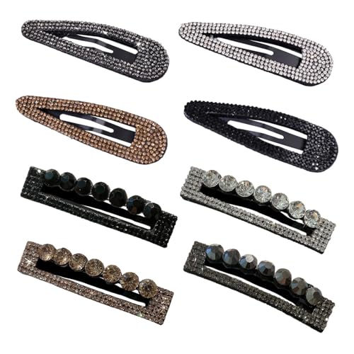 8 Stück Strass-Haarspangen, Diamant-Haarspangen Für Damen, Silberne Haarspangen, Glitzernde Haarspangen, Schöne Haarspangen Für Frauen, Metall-Haarspangen Mit Druckknöpfen von YSJCHEBS