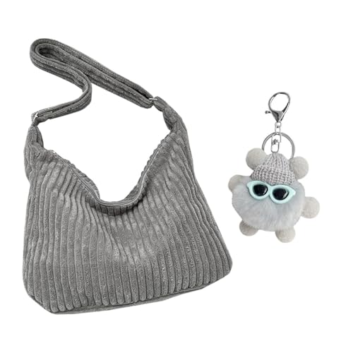 YSJCHEBS 1 Cord-Rucksack Und 1 Anhänger, Umhängetasche Mit Großem Fassungsvermögen, Modische Freizeit-Umhängetasche, Damen-Umhängetasche von YSJCHEBS