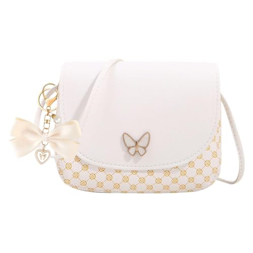 YSJCHEBS 1 Damen-Umhängetasche Und 1 Schleifenanhänger, Modische Umhängetasche, Süße Einfache Umhängetasche, Pu-Ertasche von YSJCHEBS