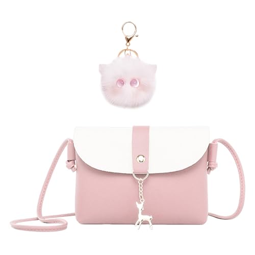 YSJCHEBS 1 Stück Damen-Umhängetasche, 1 Stück Plüsch-Anhänger, Clamshell-Umhängetasche, Modische Mädchentasche, Verstellbare Umhängetasche, Geschenk Für Mädchen von YSJCHEBS