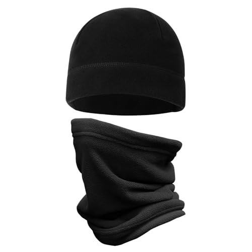 YSJCHEBS 1 Stück Polarfleece-Halsschutz Und 1 Stück Polarfleece-Mütze, Warme Winterausrüstung, Weicher Und Bequemer Halsschutz, Geeignet Zum Laufen, Bergsteigen, Skifahren Und Radfahren von YSJCHEBS