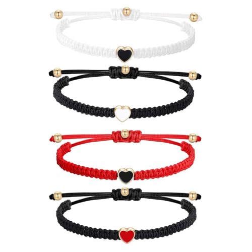 YSJCHEBS 2 Paar Liebesarmbänder, Handgewebte Armbänder, Paararmbänder, Verstellbare Armbänder, Einfache Armbänder, Geschenkarmbänder von YSJCHEBS