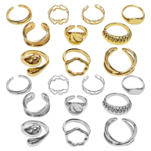 YSJCHEBS 20-Teiliges Modering-Set, Knuckle-Ring-Set, Offene Verstellbare Ringe, Stapelringe, Stapelschmuck, Damenmode-Accessoires von YSJCHEBS