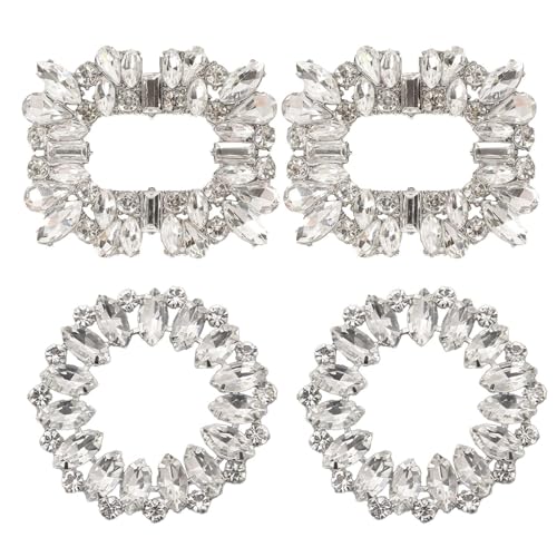 YSJCHEBS 4 Stück Strass-Schuhschnallen, Stiefel-High-Heels-Schuhschnallen, Elee Damen-Schuhdekorationen, Diy-Bastelschuhblumen, Modische Schuhschnallen, Dekorative Schuhschnallen von YSJCHEBS