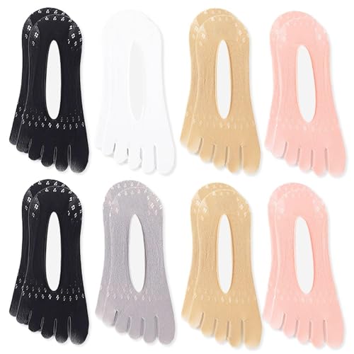 YSJCHEBS 8 Paar Zehensocken Damen Zehensocken Unsichtbare Socken Rutschfeste Bootssocken Zehentrennsocken Damen Sportsocken von YSJCHEBS