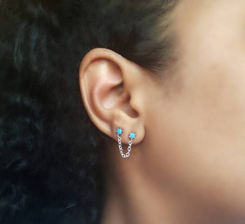 Türkis Ketten Ohrringe, Cz Ohrstecker, Diamant Gold Silber Ohrstecker Türkis Ketten Ohrringe, Cz Ohrstecker, Diamant Gold Silber Ohrstecker von YSJEWELS