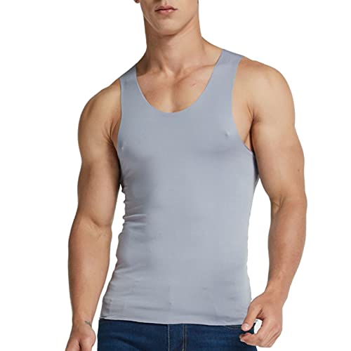 Herren Muscle Tank Top Sport T-Shirts Sommer Ärmellose Atmungsaktives Sportweste Grau Trainingsweste Muskelshirts Sportunterhemden Figurformend Männer Sport Tops Bodybuilding Shirts von YSJZBS