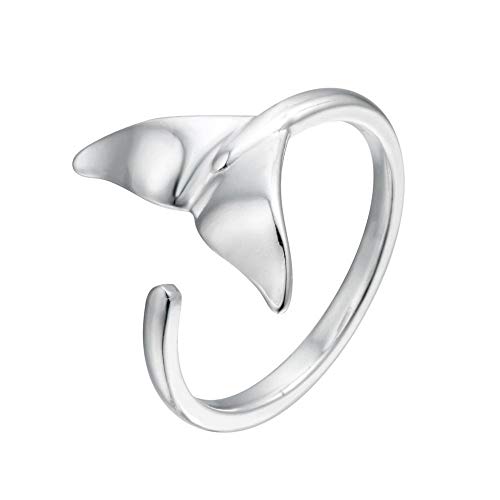 Damen 925 Sterling Silber Luxus Ringe,Schöne Delphin Wal Fish Tail Ringe Tier Open Finger Ring Frauen Mädchen Geburtstag Geschenk Party Leuchtende Kristall Silber Schmuck von YSMO