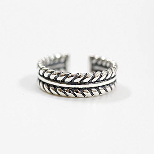 Damen 925 Sterling Silber Verstellbar Ringe,Vintage Einfache 925 Sterling Silber Öffnung Doppel Perlen Twist Index Gemeinsame Ringen Für Frauen Thai Silber Punk Ringe EIN Geschenk Senden von YSMO