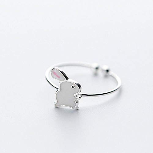 PRAK Damen 925 Sterling Silber Luxus Ringe,Einstellbare Niedlichen Kaninchen Persönlichkeit Design Fashion Schmuck Cocktail Ring Girls Kids Geschenk Student Style Geburtstag Bankett Notwendig von YSMO