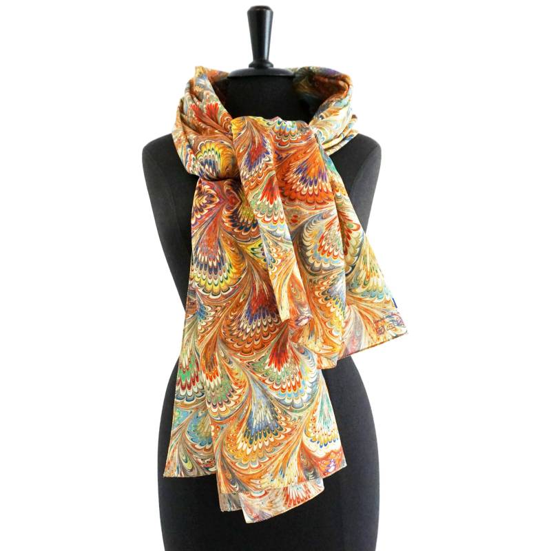 Art-Déco Tücher Marmoriert Bio-Baumwolle Seide von YSTEER