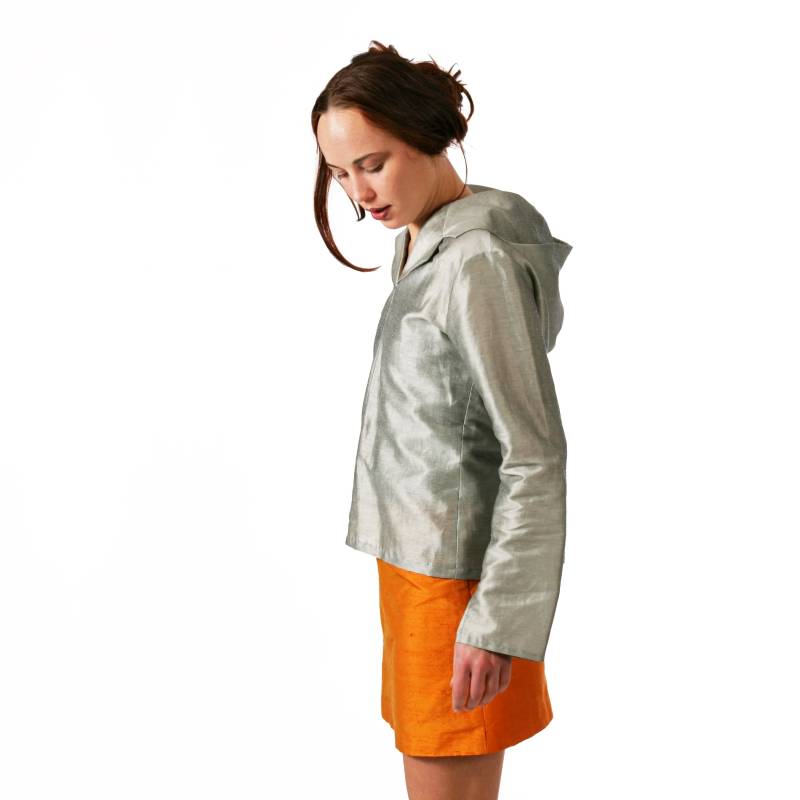 Bluse Mit Kapuze + Revers Aus Seide Leinen Baumwolle von YSTEER